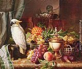 Fruit Canvas Paintings - Still Life With Fruit and a Cockatoo